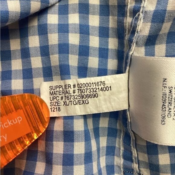 Chaps Mens Blue Gingham Flying Fishing Short Sleeve Shirt XL Cotton Easy Care - Picture 7 of 9